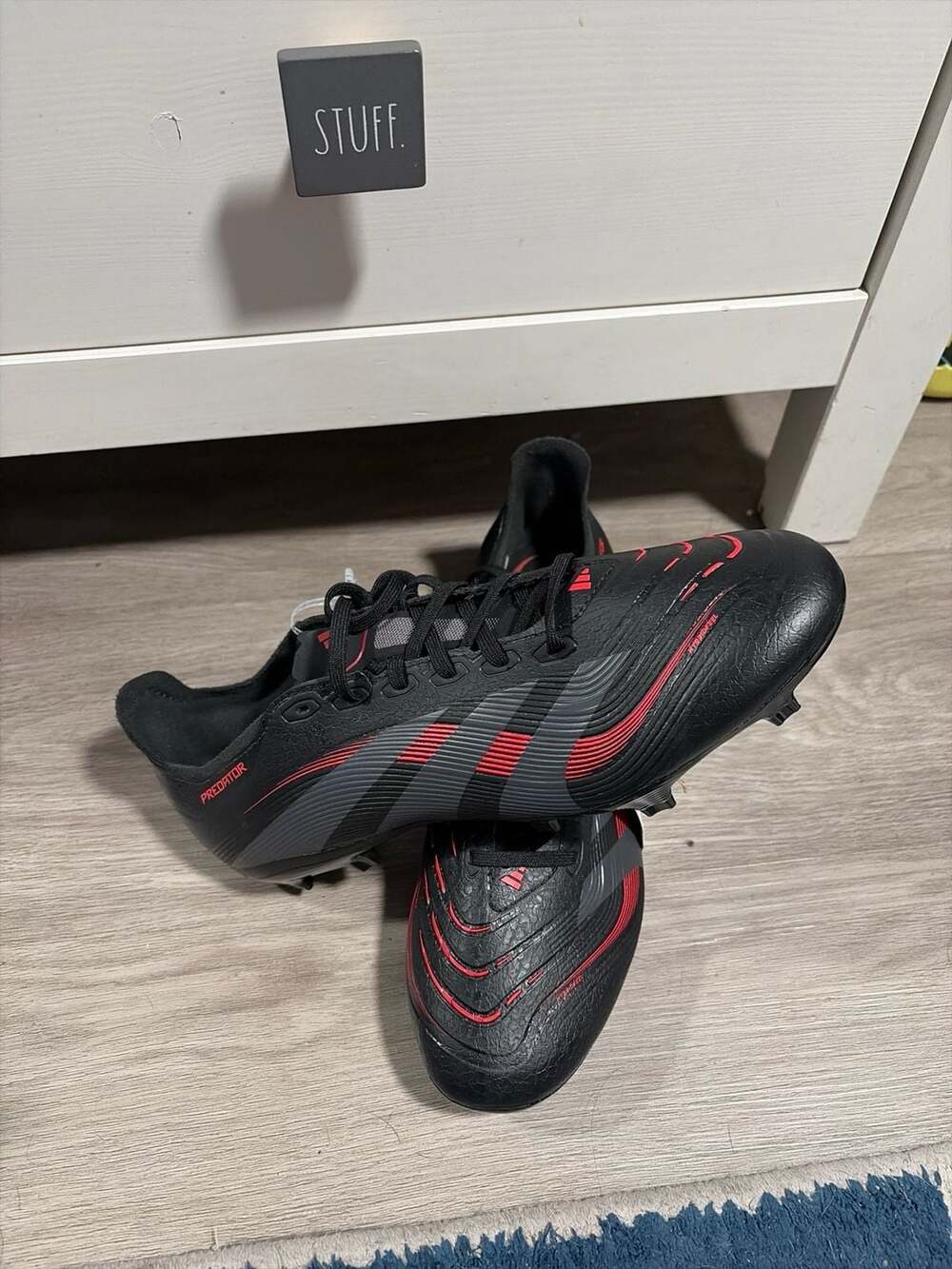 Adidas Predator League FG Soccer Cleats Black Red Size 9.5